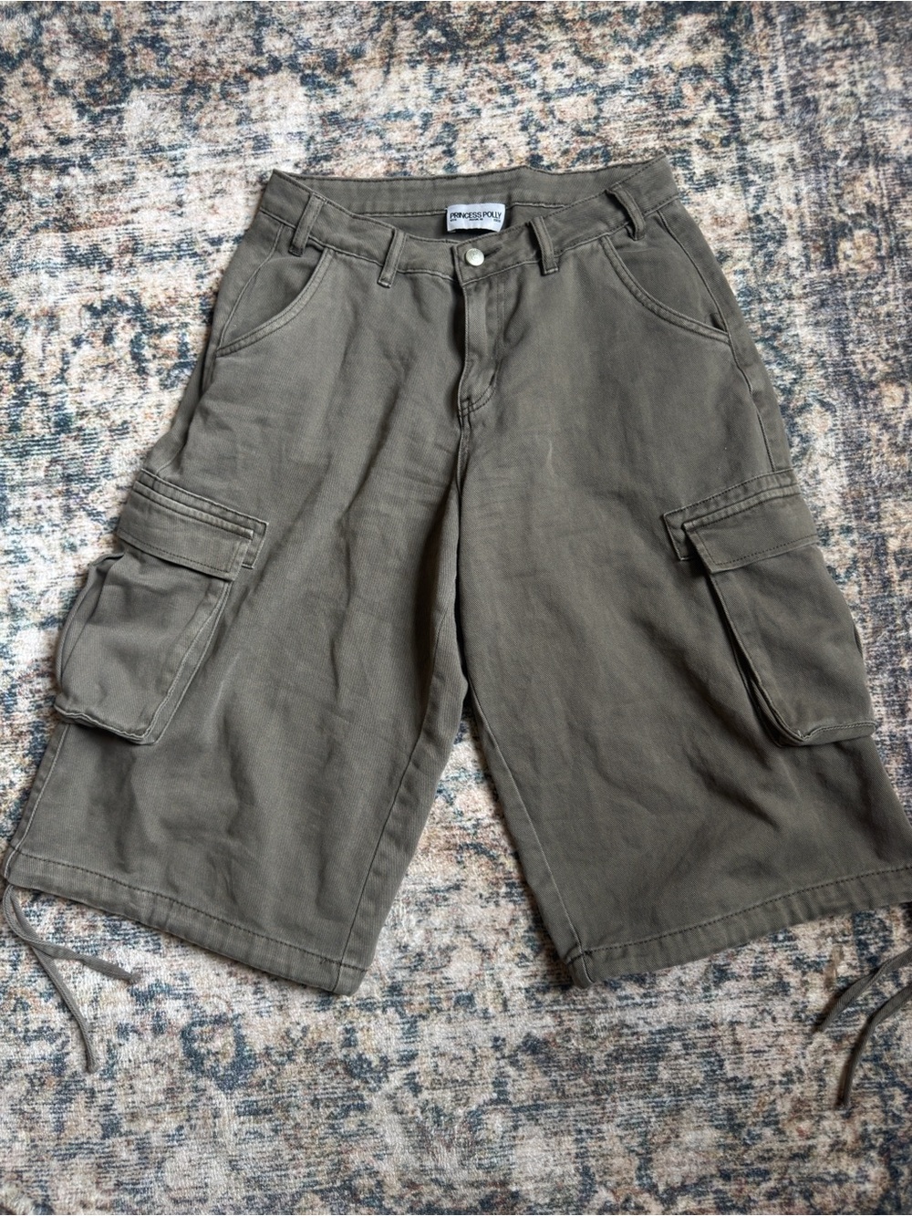 Princess Polly Hudsen Low Rise Longline Denim Cargo Shorts - Picture 3 of 5